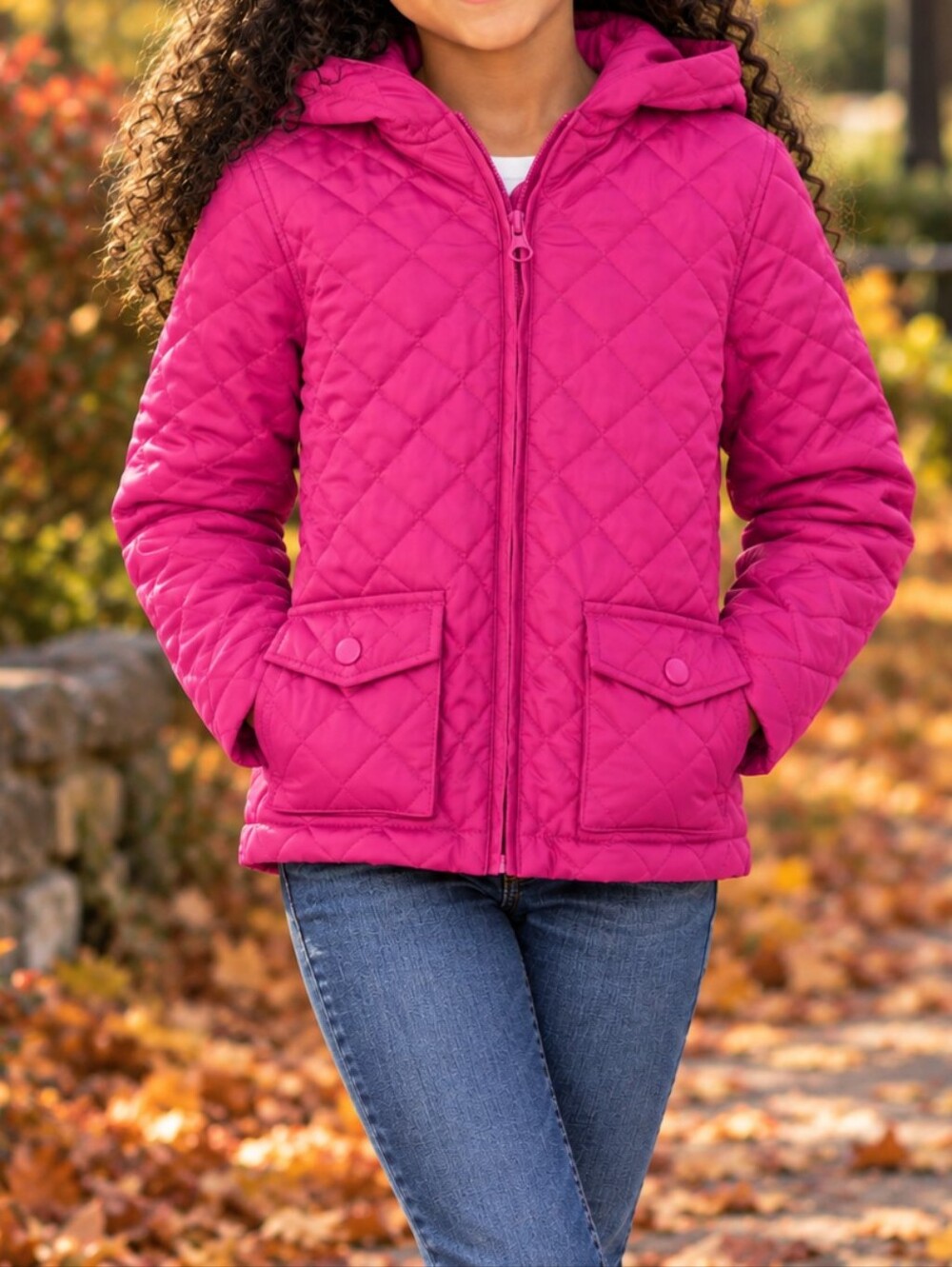 The Children's Place Girls Quilted Puffer Hooded Jacket Coat Pink Size XL (14)